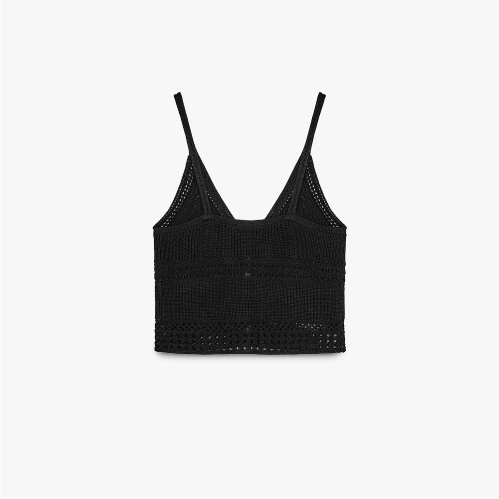Black Zara Strappy Knit Crop Top